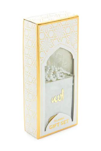 Kadife Kaplı Yasini Şerif Kitabı Tesbih Seccade Seti Beyaz - ihvanonline (1)