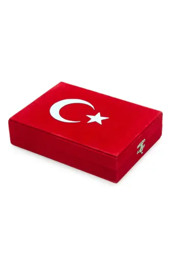 Kadife Kutulu Kuran-ı Kerim (Hafız Boy, Ayyıldız, Kırmızı) - 4
