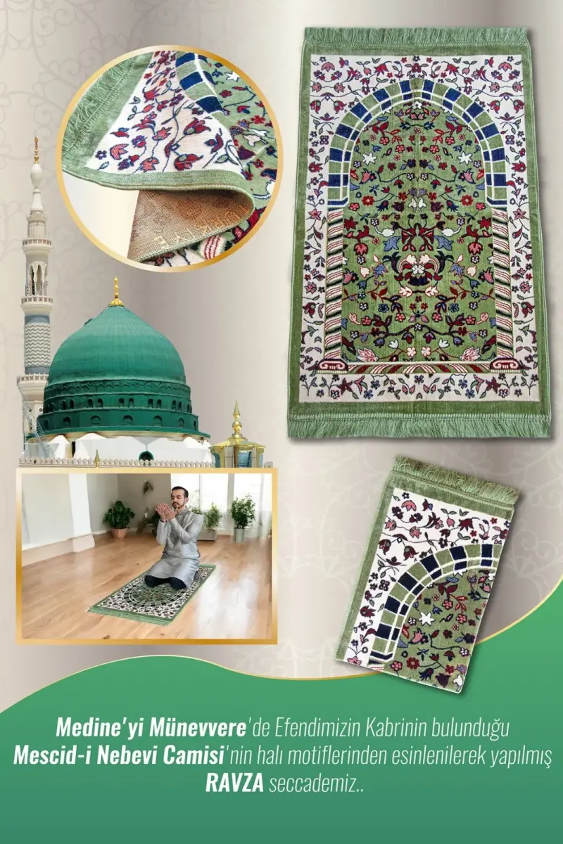 Kadife Ravza Desenli Seccade - 2