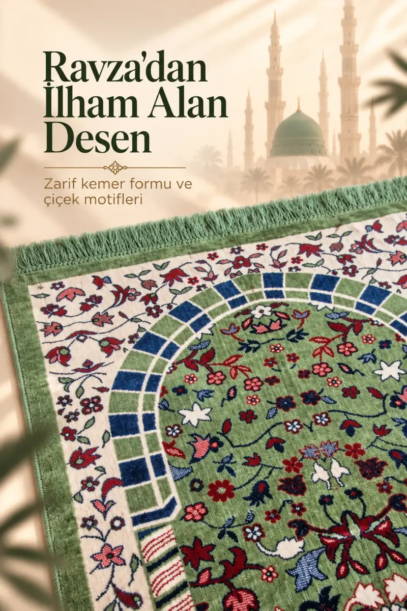 Kadife Ravza Desenli Seccade - 2