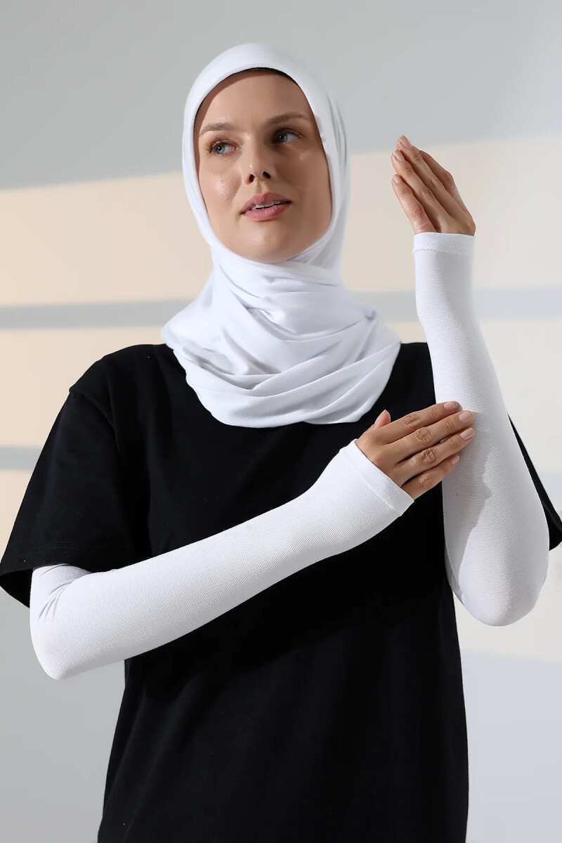 Kadın Avuç İçi Uzun Penye Tesettür Kolluk Beyaz - ihvanonline