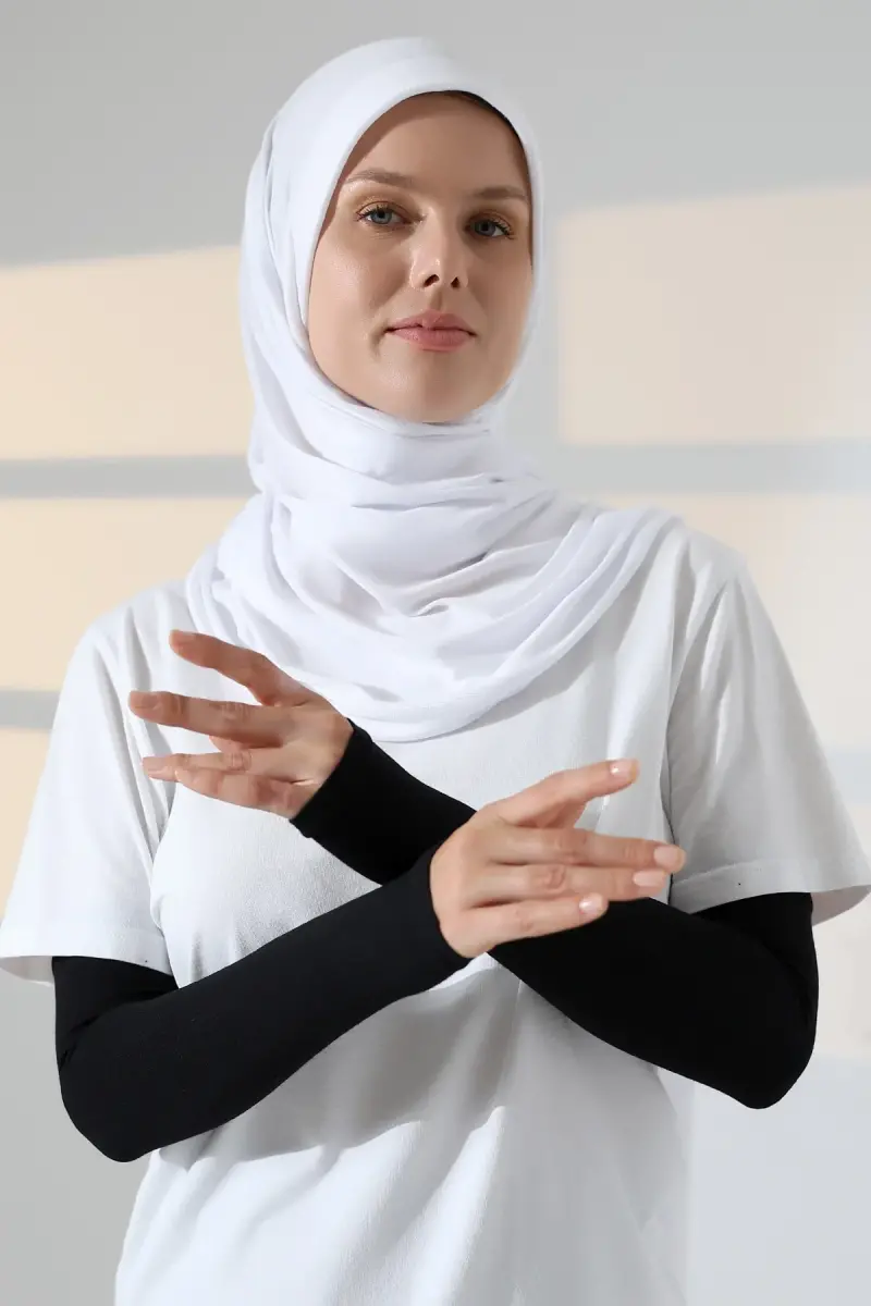 Kadın Avuç İçi Uzun Penye Tesettür Kolluk Siyah - 2