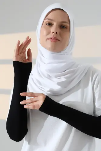 Kadın Avuç İçi Uzun Penye Tesettür Kolluk Siyah 