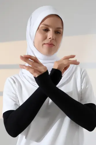 Kadın Avuç İçi Uzun Penye Tesettür Kolluk Siyah - 6