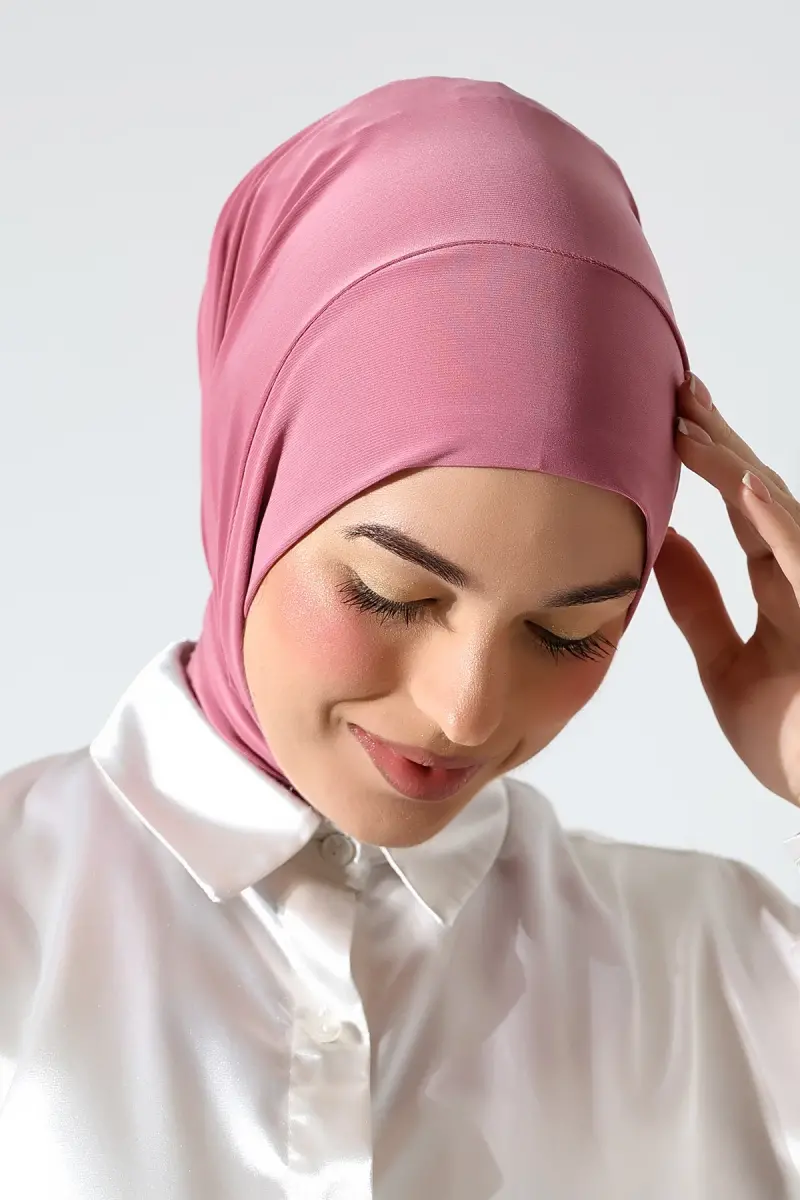 Kadın Çıtçıtlı Bağlamalı Tesettür Hazır Pratik Şal Pembe - 7