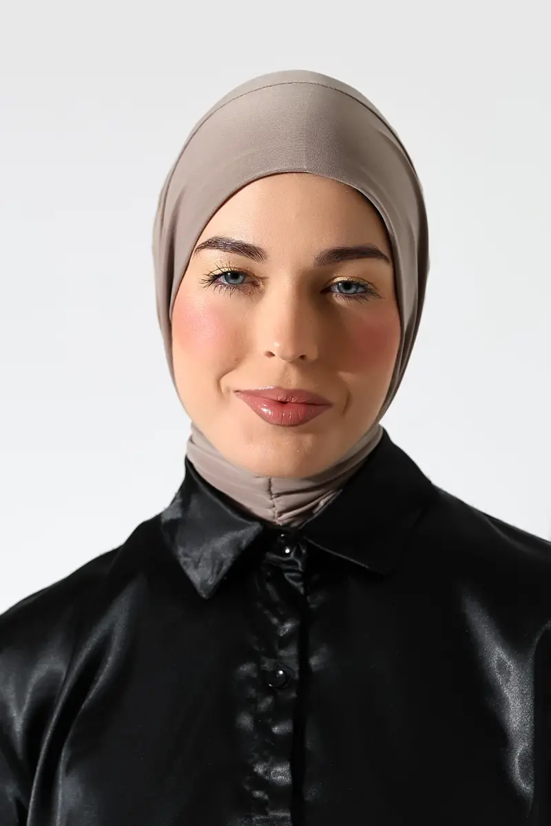 Kadın Çıtçıtlı Bağlamalı Tesettür Hazır Pratik Şal Vizon - 2