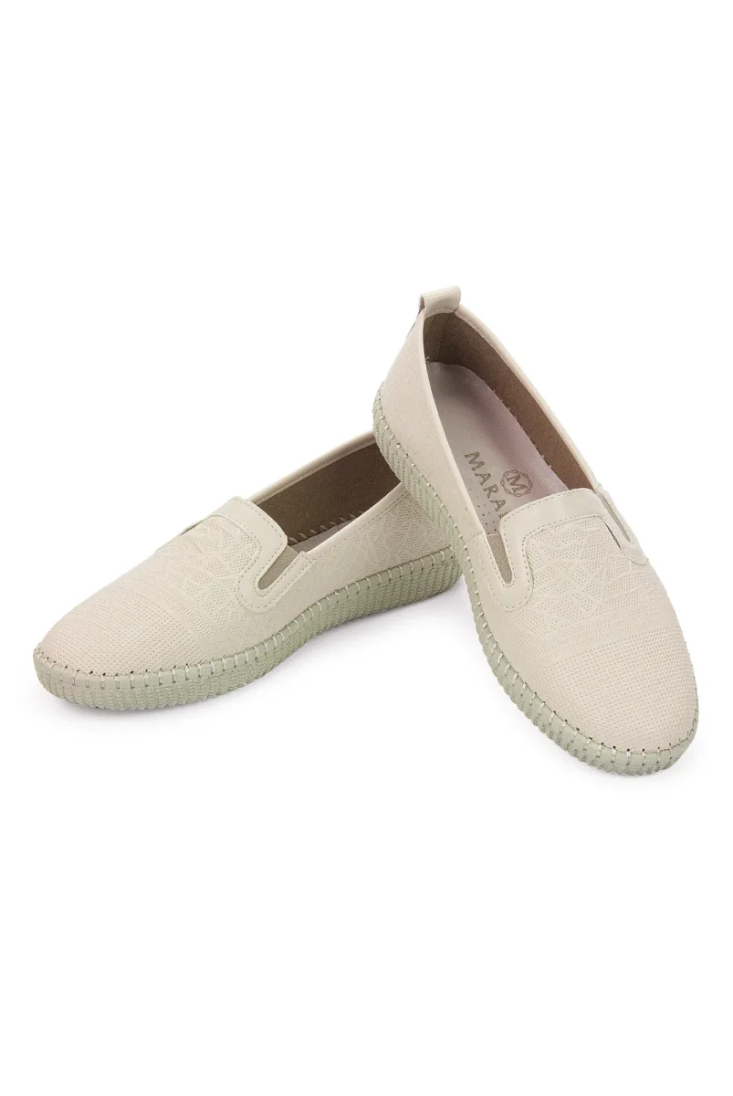 Kadın Deri Günlük Ortopedik Ayakkabı, Esnek ve Yumuşak Tabanlı Hac Umre Ayakkabısı - Bej - 4