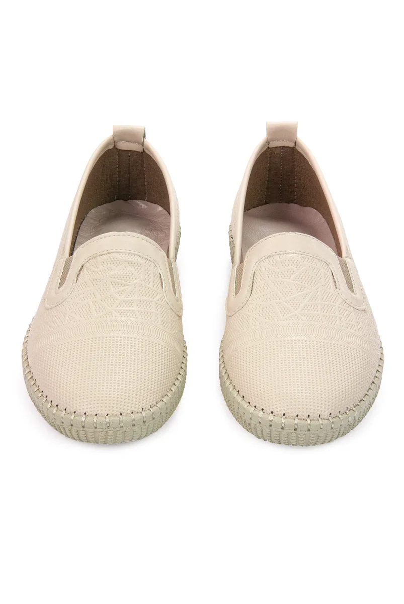 Kadın Deri Günlük Ortopedik Ayakkabı, Esnek ve Yumuşak Tabanlı Hac Umre Ayakkabısı - Bej - 5