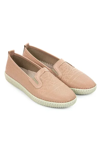 Kadın Deri Günlük Ortopedik Ayakkabı, Esnek ve Yumuşak Tabanlı Hac Umre Ayakkabısı - Somon - 4