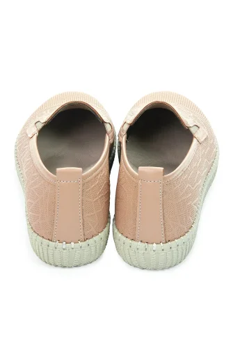 Kadın Deri Günlük Ortopedik Ayakkabı, Esnek ve Yumuşak Tabanlı Hac Umre Ayakkabısı - Somon - 6