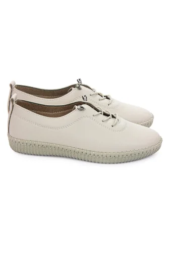 Kadın Deri Ortopedik Günlük Ayakkabı, Esnek ve Yumuşak Tabanlı Hac Umre Ayakkabısı - Bej - 5