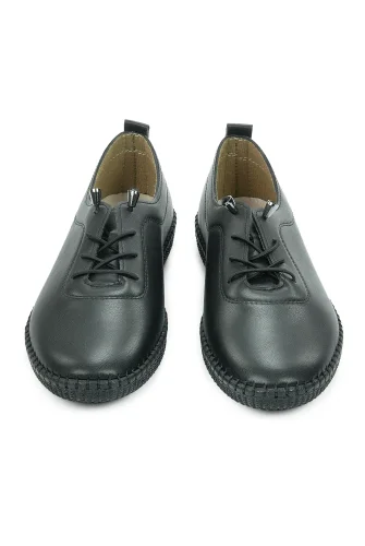 Kadın Deri Ortopedik Günlük Ayakkabı, Esnek ve Yumuşak Tabanlı Hac Umre Ayakkabısı - Siyah - 3