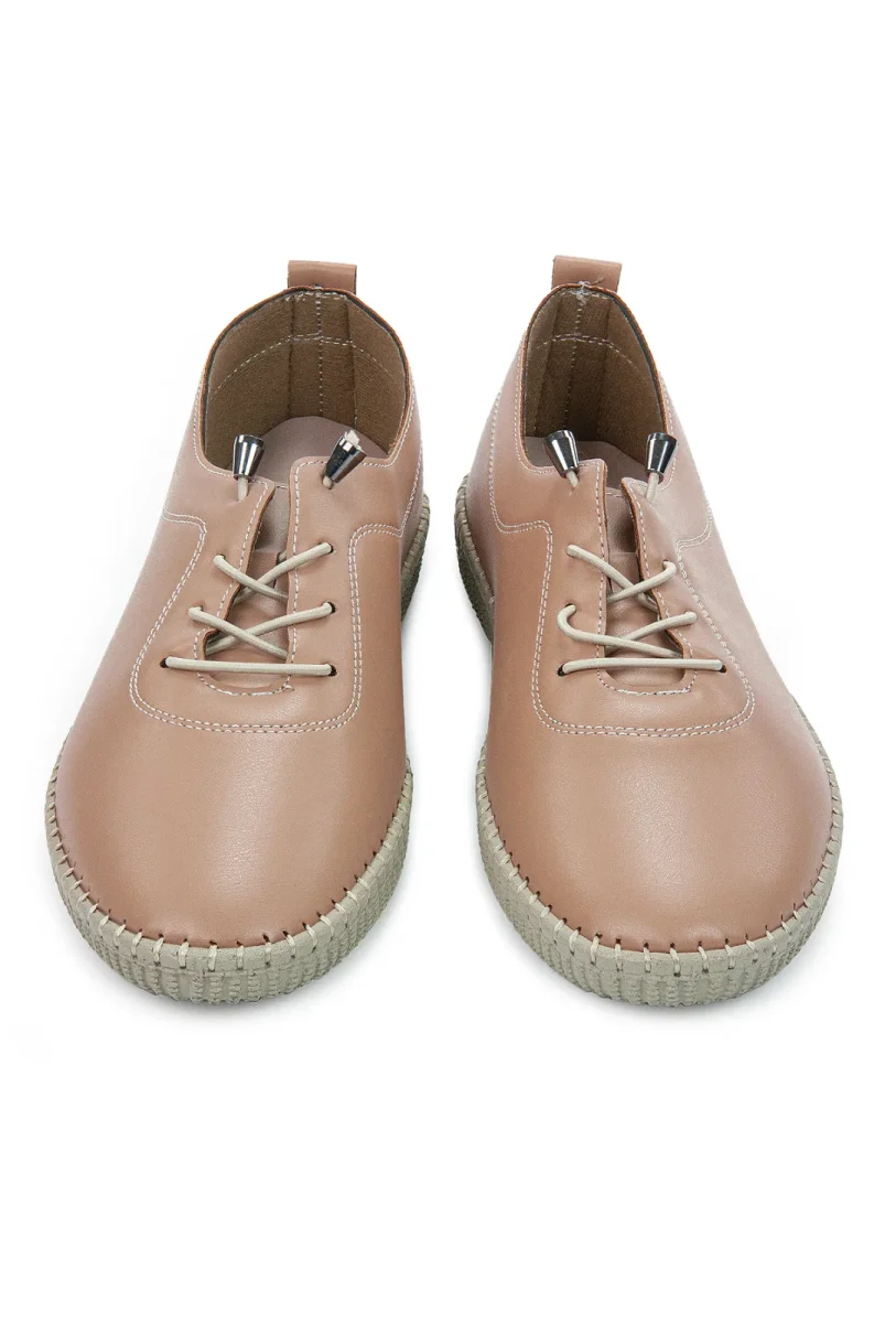 Kadın Deri Ortopedik Günlük Ayakkabı, Esnek ve Yumuşak Tabanlı Hac Umre Ayakkabısı - Somon - 3