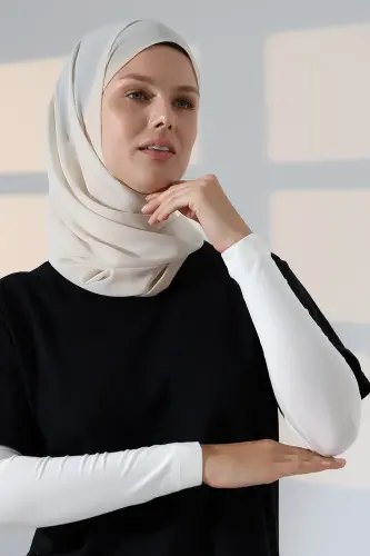 Kadın Düz Dikişsiz Pratik Likralı Tesettür Kolluk Penye Namaz Kolluğu - Krem - 7