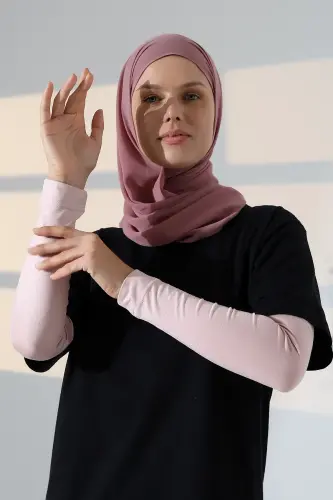 Kadın Düz Dikişsiz Pratik Likralı Tesettür Kolluk Penye Namaz Kolluğu - Pembe - 1