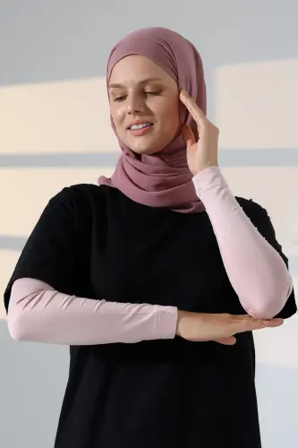 Kadın Düz Dikişsiz Pratik Likralı Tesettür Kolluk Penye Namaz Kolluğu - Pembe - 4