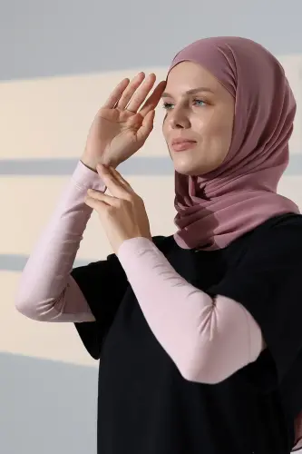 Kadın Düz Dikişsiz Pratik Likralı Tesettür Kolluk Penye Namaz Kolluğu - Pembe - 7