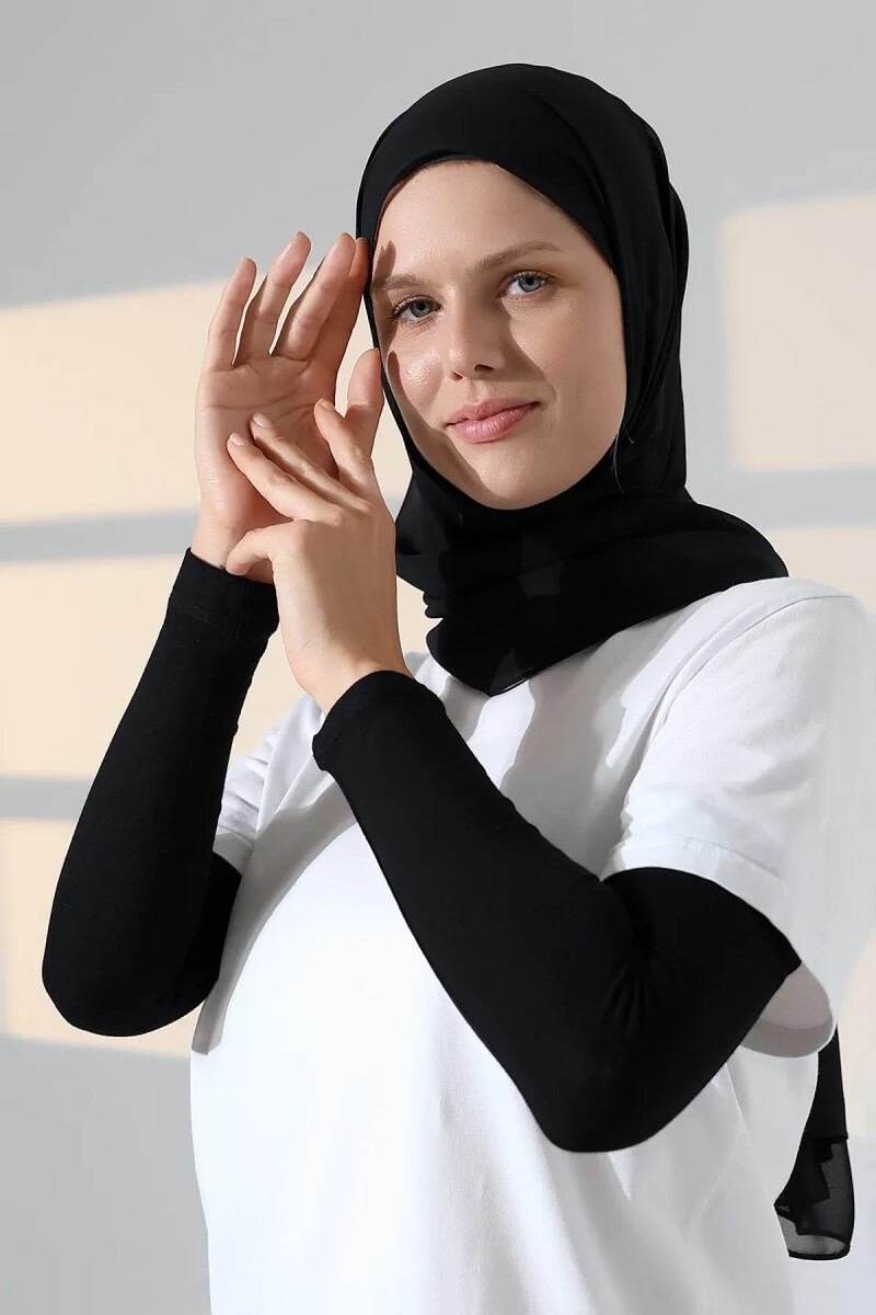 Kadın Düz Dikişsiz Pratik Likralı Tesettür Kolluk Penye Namaz Kolluğu - Siyah - ihvanonline