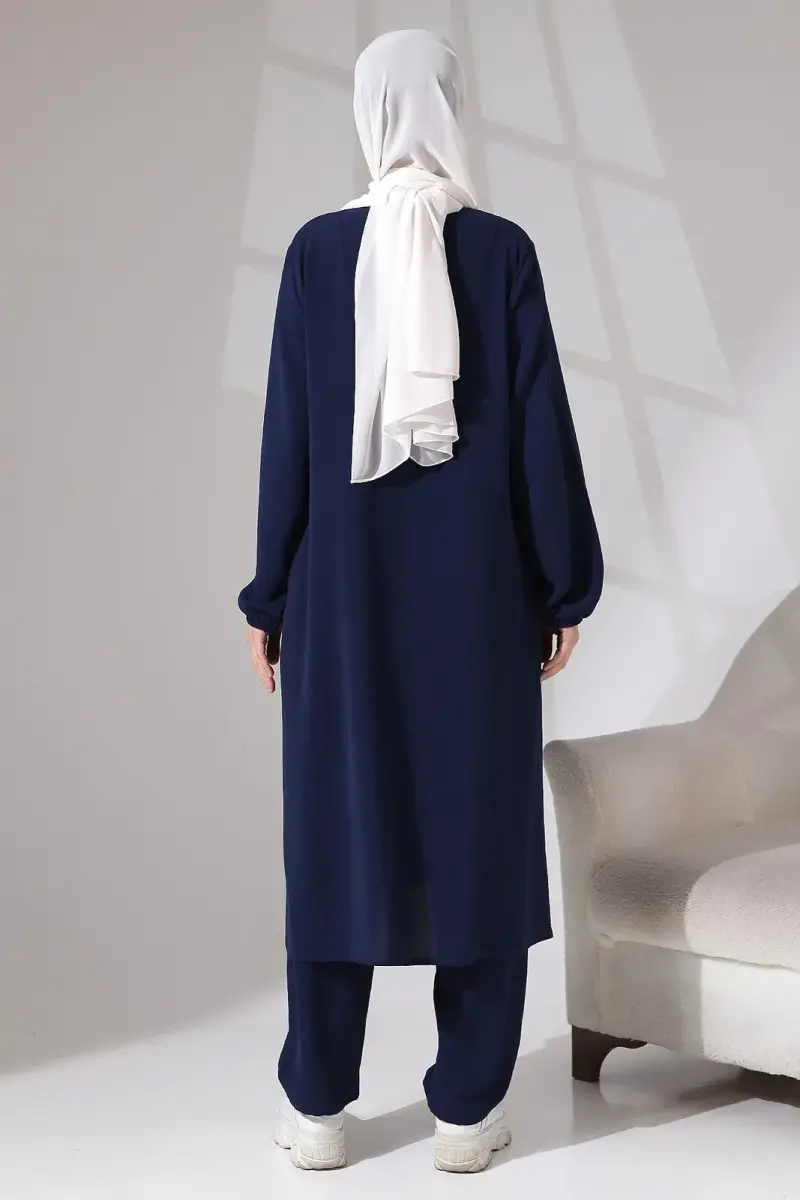 Isra Afghan Women's Hajj Umrah Dress Suit Navy Blue - 5