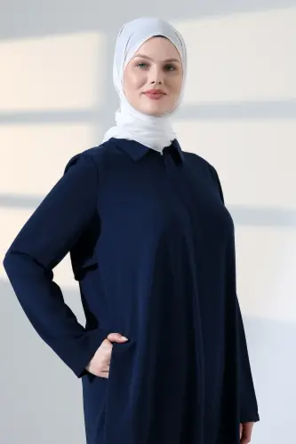 Kadın Hac ve Umre Kıyafeti, Tesettür Cepken Detaylı İkili Takım - Lacivert - 6