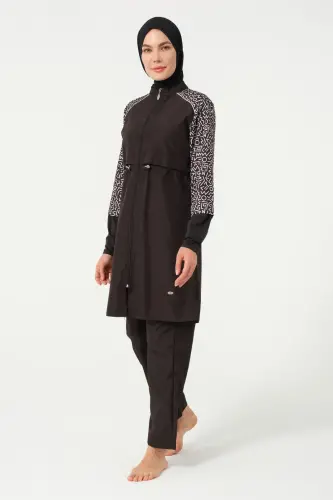 Kadın Jileli Hızlı Kuruyan Tam Kapalı Tesettür Mayo 22165-25 Siyah - Tesmay (1)