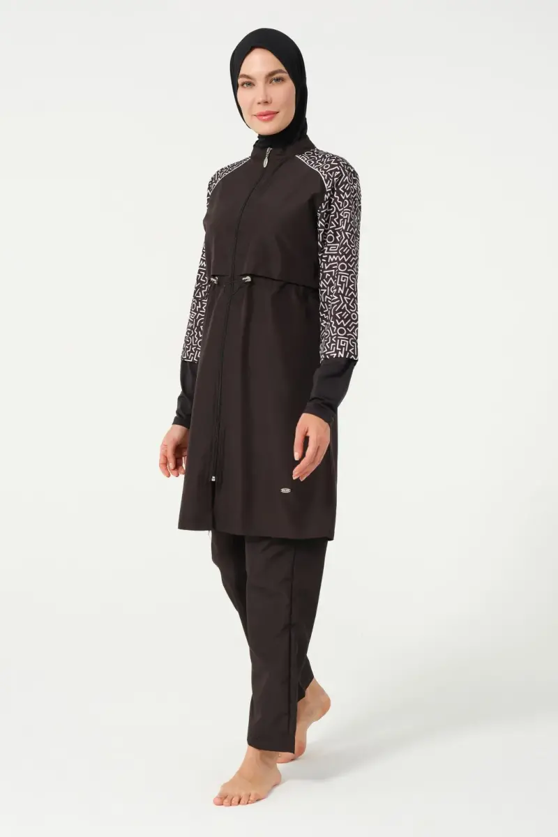 Kadın Jileli Hızlı Kuruyan Tam Kapalı Tesettür Mayo 22165-25 Siyah - 2