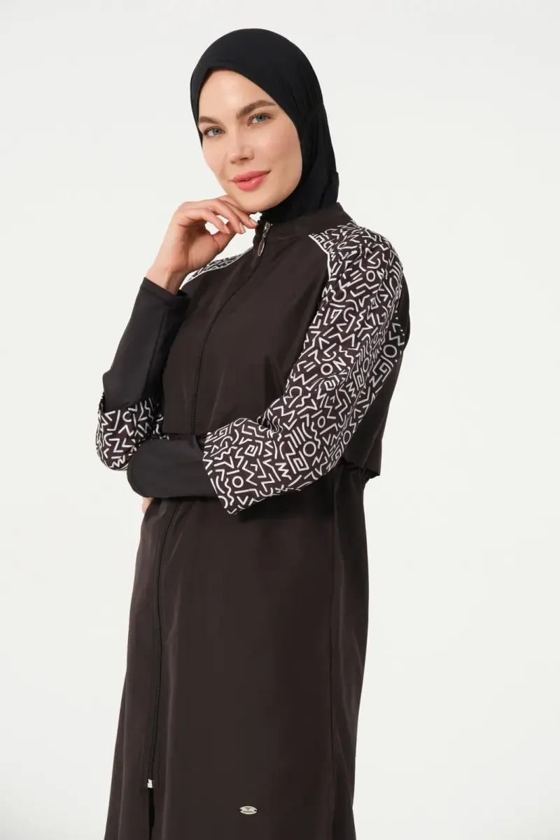 Kadın Jileli Hızlı Kuruyan Tam Kapalı Tesettür Mayo 22165-25 Siyah - 6