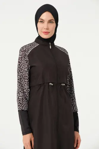Kadın Jileli Hızlı Kuruyan Tam Kapalı Tesettür Mayo 22165-25 Siyah - 7