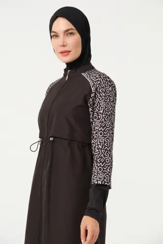 Kadın Jileli Hızlı Kuruyan Tam Kapalı Tesettür Mayo 22165-25 Siyah - 8
