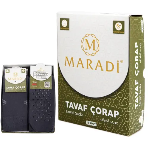 Kadın Kaymaz Taban Tavaf Çorabı Dikişsiz Burun - 12'li Paket Füme 
