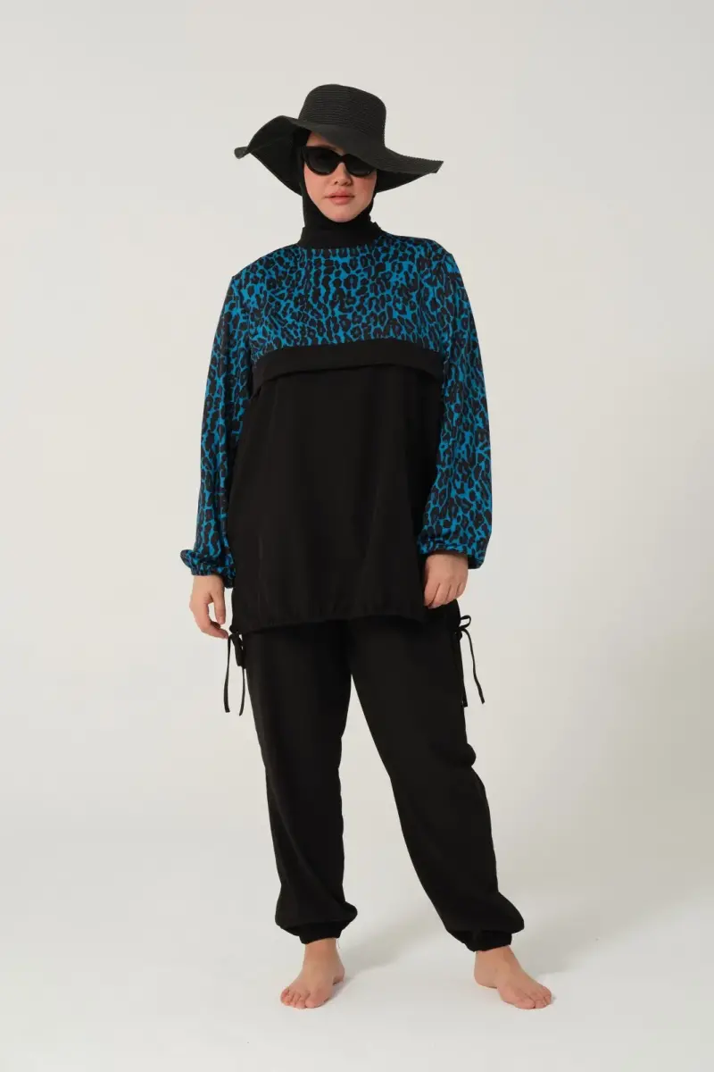 Kadın Likralı Büyük Beden Tam Kapalı Tesettür Mayo 2522-25 Siyah - 1