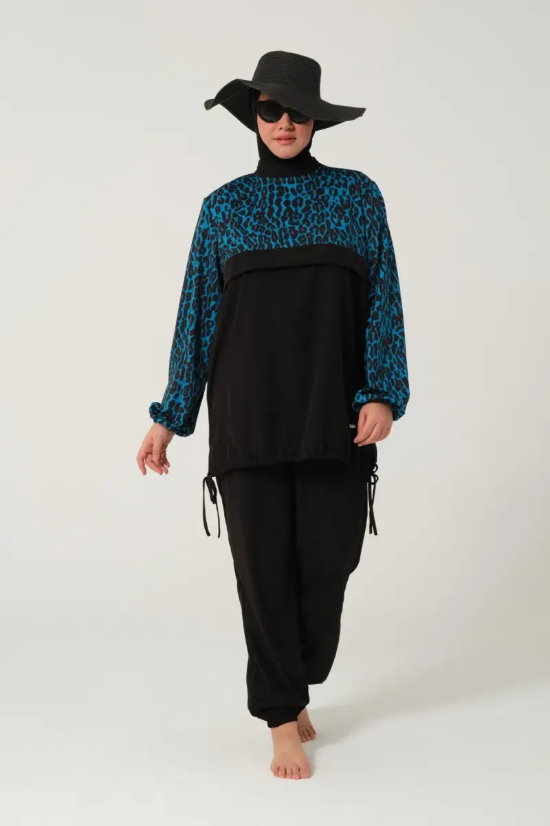 Kadın Likralı Büyük Beden Tam Kapalı Tesettür Mayo 2522-25 Siyah - 2