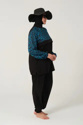 Kadın Likralı Büyük Beden Tam Kapalı Tesettür Mayo 2522-25 Siyah - 3