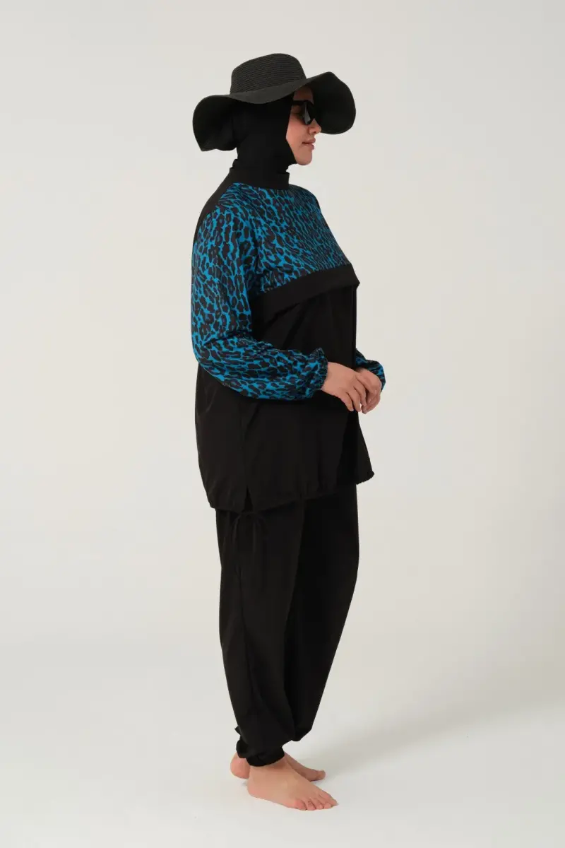 Kadın Likralı Büyük Beden Tam Kapalı Tesettür Mayo 2522-25 Siyah - 3