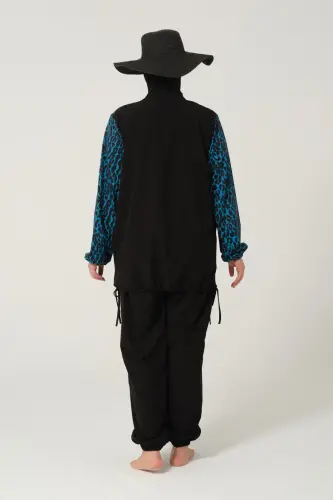 Kadın Likralı Büyük Beden Tam Kapalı Tesettür Mayo 2522-25 Siyah - 4