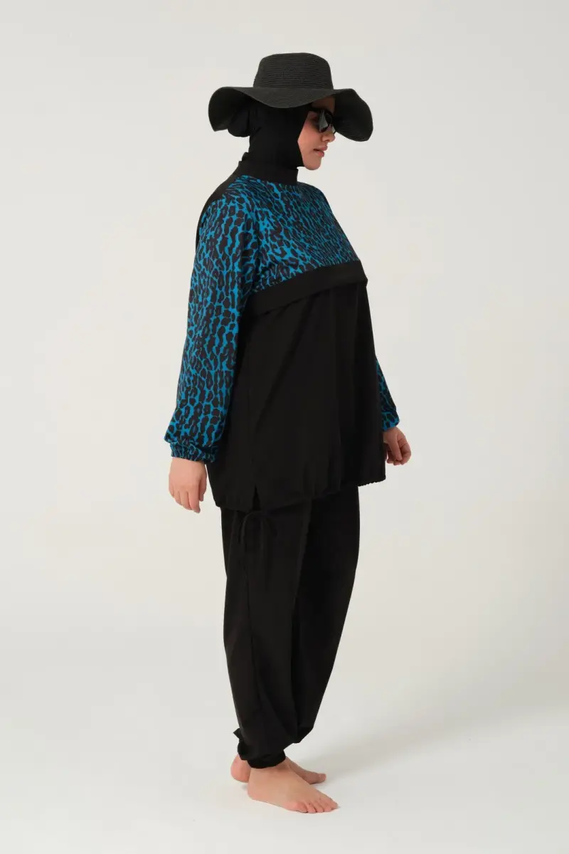 Kadın Likralı Büyük Beden Tam Kapalı Tesettür Mayo 2522-25 Siyah - 5