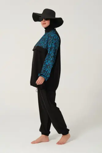 Kadın Likralı Büyük Beden Tam Kapalı Tesettür Mayo 2522-25 Siyah - 6