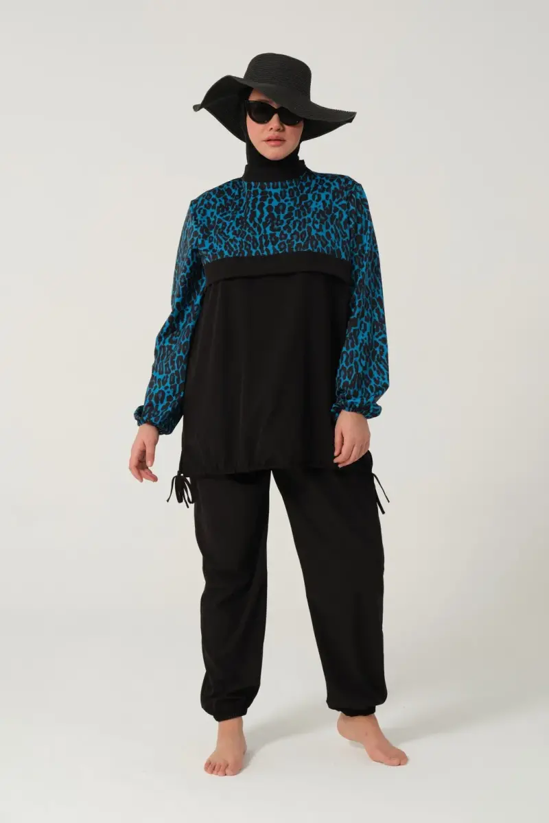 Kadın Likralı Büyük Beden Tam Kapalı Tesettür Mayo 2522-25 Siyah - 7