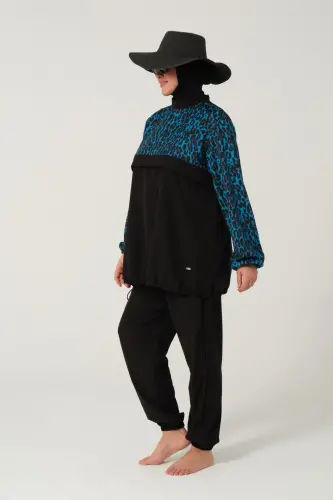 Kadın Likralı Büyük Beden Tam Kapalı Tesettür Mayo 2522-25 Siyah - 8