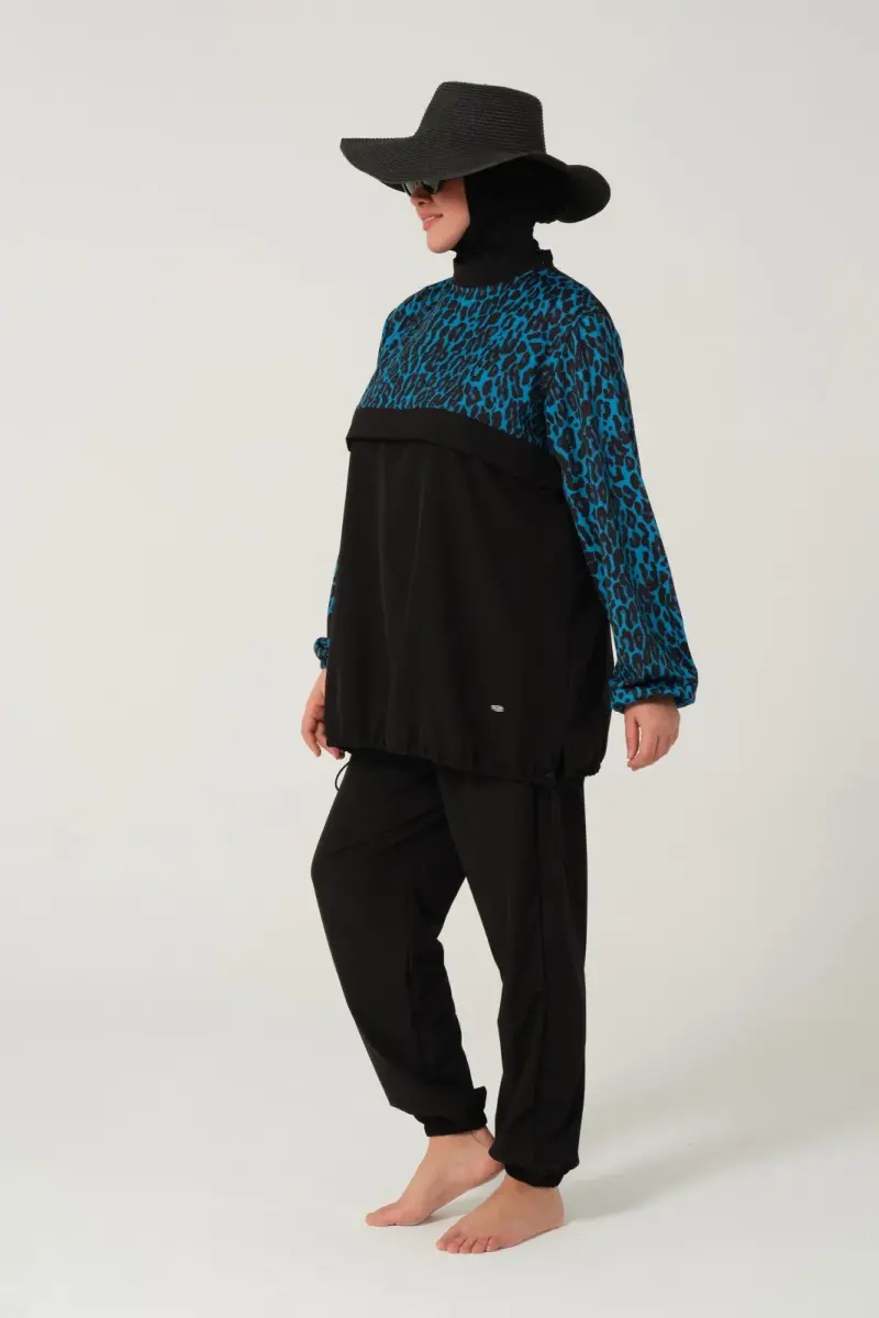 Kadın Likralı Büyük Beden Tam Kapalı Tesettür Mayo 2522-25 Siyah - 8