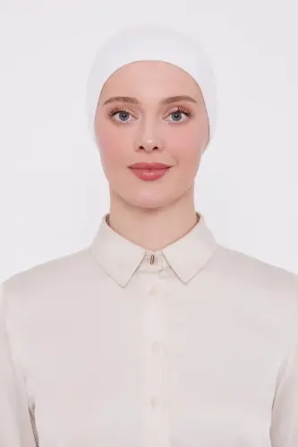 Kadın Silikonlu Kaymaz Dikişsiz Spor Saç Bandana Bone - Beyaz - 3