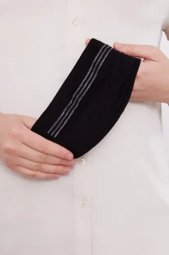 Kadın Silikonlu Kaymaz Dikişsiz Spor Saç Bandana Bone - Siyah - 4