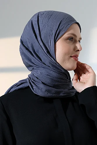 Kadın Tesettür Bambu Kraş Şal, Ütü Gerektirmeyen Doğal Hijab Başörtüsü (75x180 cm) - Füme - 1