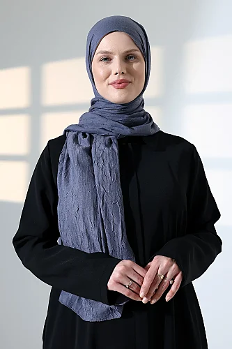 Kadın Tesettür Bambu Kraş Şal, Ütü Gerektirmeyen Doğal Hijab Başörtüsü (75x180 cm) - Füme - ihvanonline (1)