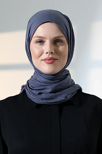 Kadın Tesettür Bambu Kraş Şal, Ütü Gerektirmeyen Doğal Hijab Başörtüsü (75x180 cm) - Füme - 7