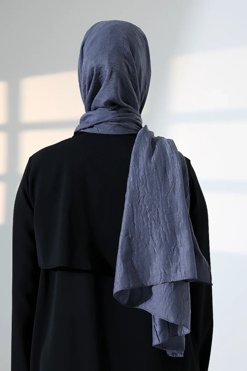 Kadın Tesettür Bambu Kraş Şal, Ütü Gerektirmeyen Doğal Hijab Başörtüsü (75x180 cm) - Füme - 8