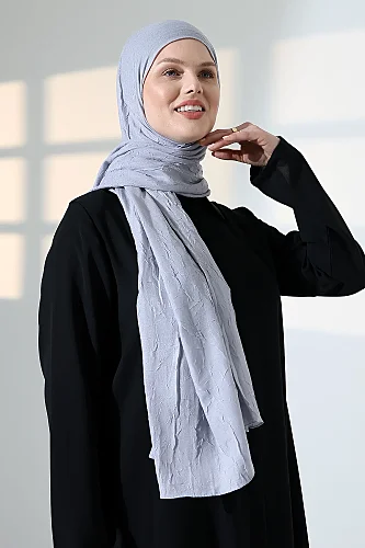 Kadın Tesettür Bambu Kraş Şal, Ütü Gerektirmeyen Doğal Hijab Başörtüsü (75x180 cm) - Gri - 4