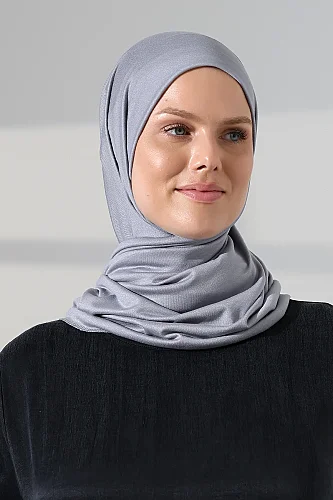 Kadın Viskon Şal Esnek Tesettür Başörtüsü Uzun Mevsimlik Gri - 5
