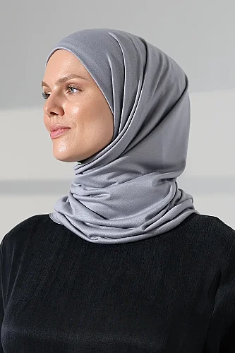 Kadın Viskon Şal Esnek Tesettür Başörtüsü Uzun Mevsimlik Gri - 7