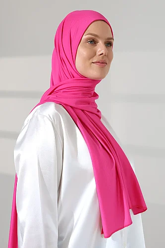 Kadın Viskon Şal Esnek Tesettür Başörtüsü Uzun Mevsimlik Pembe - 4